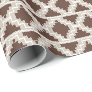 Ikat Aztec Tribal - Chocolate Brown en Taupe Cadeaupapier