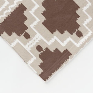 Ikat Aztec Tribal - Chocolate Brown en Taupe Fleece Deken