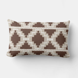Ikat Aztec Tribal - Chocolate Brown en Taupe Kussen