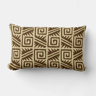 Ikat Aztec Tribal - Donkerbruin en Tan Kussen