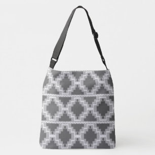 Ikat Aztec Tribal - Donkere en lichte grijs / grij Crossbody Tas