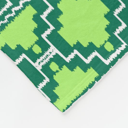 Ikat Aztec Tribal - Forest and Lime Green Fleece Deken (Hoek)