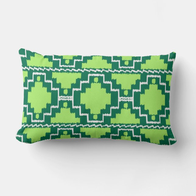 Ikat Aztec Tribal - Forest and Lime Green Kussen (Voorkant)