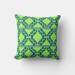 Ikat Aztec Tribal - Forest and Lime Green Kussen
