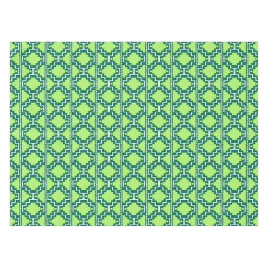 Ikat Aztec Tribal - Forest and Lime Green Tafelkleed (Voorkant (Horizontaal))