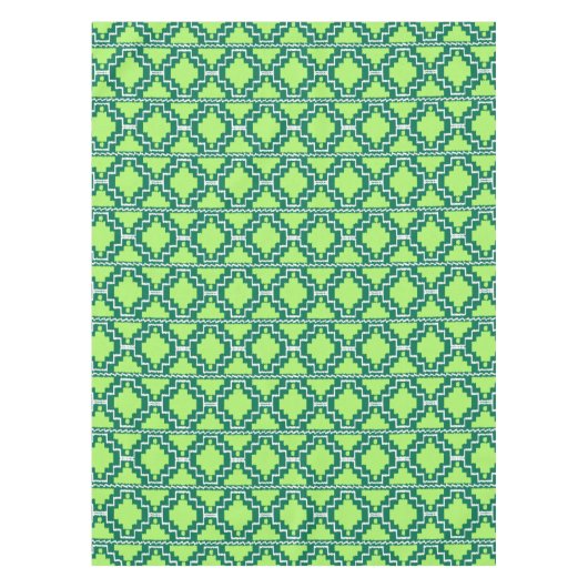 Ikat Aztec Tribal - Forest and Lime Green Tafelkleed (Voorkant)