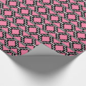 Ikat Aztec Tribal - Fuchsia Pink, Black en White Cadeaupapier (Hoek)