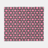Ikat Aztec Tribal - Fuchsia Pink, Black en White Fleece Deken (Voorkant (Horizontaal))
