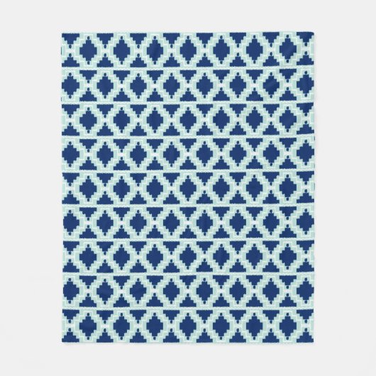 Ikat Aztec Tribal - Indigo en lichtblauw Fleece Deken (Voorkant)