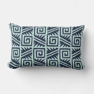Ikat Aztec Tribal - Indigo en Lichtblauw Kussen