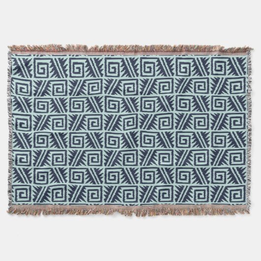 Ikat Aztec Tribal - Indigo en Light Blue Deken (Voorkant)