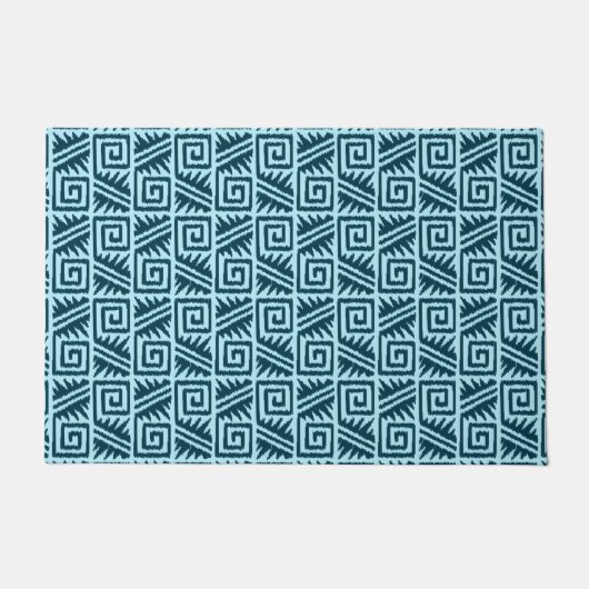 Ikat Aztec Tribal - Indigo en Light Blue Deurmat (Voorkant)