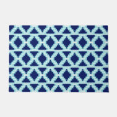 Ikat Aztec Tribal Indigo en Light Blue Doormat Deurmat (Voorkant)