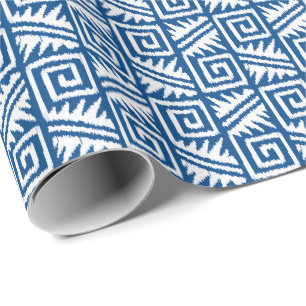 Ikat Aztec Tribal - Kobalt Blue en White Cadeaupapier