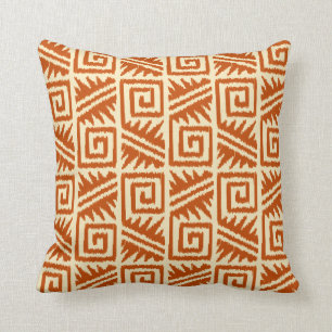 Ikat Aztec Tribal - Mandarijn en Licht Oranje Kussen