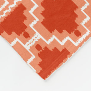 Ikat Aztec Tribal - Roestig, Oranje en wit Fleece Deken