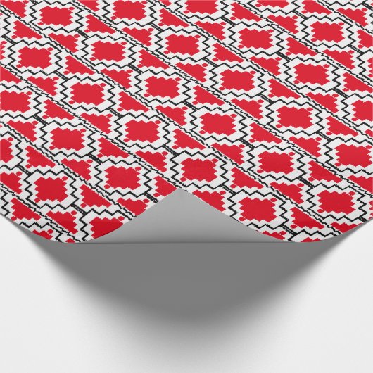 Ikat Aztec Tribal - Rood, zwart en wit Cadeaupapier (Hoek)