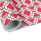 Ikat Aztec Tribal - Rood, zwart en wit Cadeaupapier (Rol Hoek)