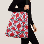 Ikat Aztec Tribal - Rood, zwart en wit Crossbody Tas (Dichtbij)