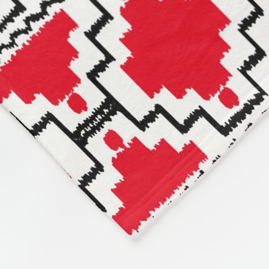 Ikat Aztec Tribal - Rood, zwart en wit Fleece Deken (Hoek)