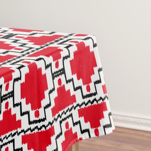 Ikat Aztec Tribal - Rood, zwart en wit Tafelkleed (Voorbeeld)