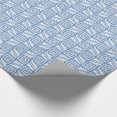 Ikat Aztec Tribal - Sky Blue en White Cadeaupapier (Hoek)