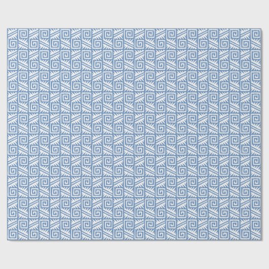 Ikat Aztec Tribal - Sky Blue en White Cadeaupapier (Vlak)