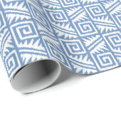 Ikat Aztec Tribal - Sky Blue en White Cadeaupapier (Rol Hoek)