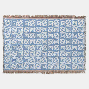 Ikat Aztec Tribal - Sky Blue en White Deken