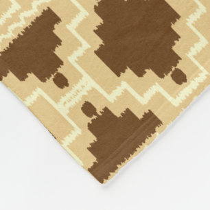 Ikat Aztec Tribal - Tan, bruin en room Fleece Deken