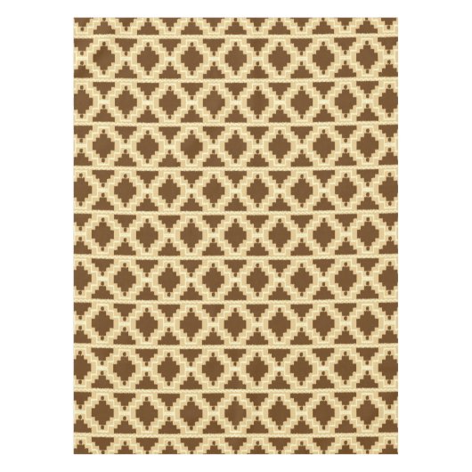 Ikat Aztec Tribal - Tan, bruin en room Tafelkleed (Voorkant)