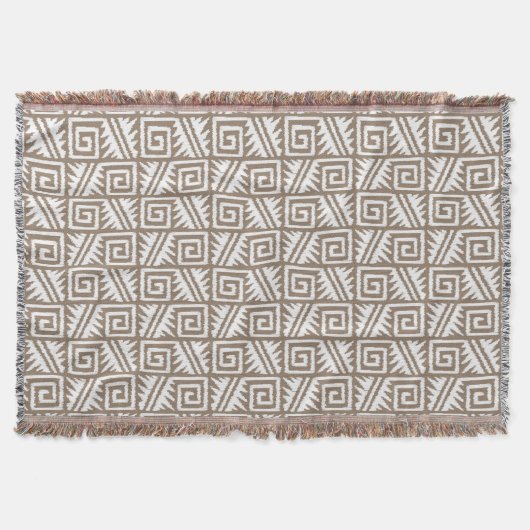 Ikat Aztec Tribal - Taupe Tan en Cream Deken (Voorkant)