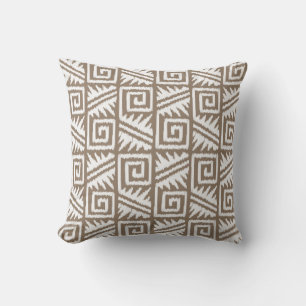Ikat Aztec Tribal - Taupe Tan en Cream Kussen