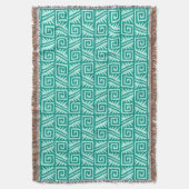 Ikat Aztec Tribal - Turquoise en Aqua Deken (Voorkant Verticaal)