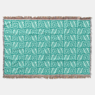Ikat Aztec Tribal - Turquoise en Aqua Deken