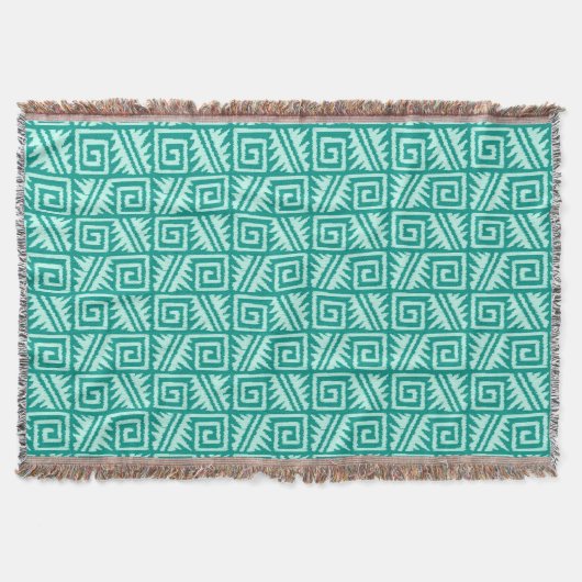 Ikat Aztec Tribal - Turquoise en Aqua Deken (Voorkant)