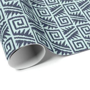 Ikat Azteek Tribal - Indigo en Lichtblauw Cadeaupapier