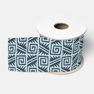 Ikat Aztekenpatroon - Indigo en Lichtblauw Grosgrain Lint