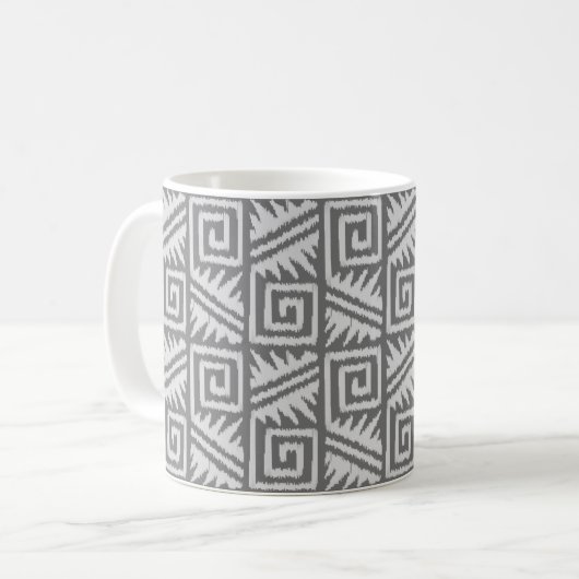Ikat Aztekenpatroon - Tinten van Grijs Koffiemok (Voorkant links)