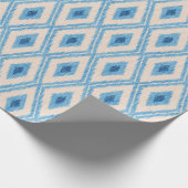 Ikat blauw patroon. Cadeaupapier (Hoek)