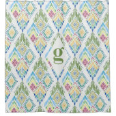 Ikat Bloemen Naadloos Patroon Douchegordijn (Voorkant)