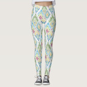 Ikat Bloemen Naadloos Patroon Leggings (Voorkant)