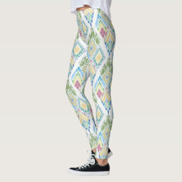 Ikat Bloemen Naadloos Patroon Leggings