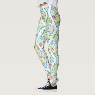 Ikat Bloemen Naadloos Patroon Leggings
