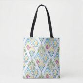 Ikat Bloemen Naadloos Patroon Tote Bag (Voorkant)