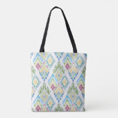 Ikat Bloemen Naadloos Patroon Tote Bag (Achterkant)