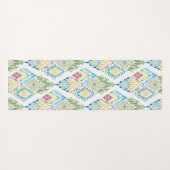 Ikat Bloemen Naadloos Patroon Yogamat (Achterkant (horizontaal))