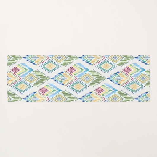 Ikat Bloemen Naadloos Patroon Yogamat (Achterkant (horizontaal))
