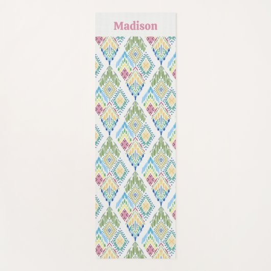 Ikat Bloemen Naadloos Patroon Yogamat (Voorkant)