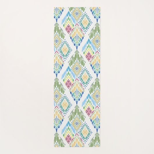 Ikat Bloemen Naadloos Patroon Yogamat (Achterkant)